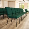 image:imageFlash Furniture HERCULES Series 185W Stacking Church Chair in Navy Blue Fabric  Gold Vein FrameGreen Patterned FabricGold Vein Frame