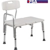 image:imageFlash Furniture HERCULES Series 300 Lb Capacity Adjustable Gray Bath amp Shower Transfer Bench with Back and Side ArmWhite