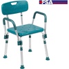 image:imageFlash Furniture HERCULES Series 300 Lb Capacity Adjustable White Bath amp Shower Chair with Quick Release Back amp ArmsTeal