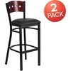 image:imageFlash Furniture HERCULES Series Black 4 Square Back Metal Restaurant Barstool  Mahogany Wood Back Black Vinyl Seat Pack of 2Mahogany Wood BackBlack Vinyl SeatBlack Metal Frame