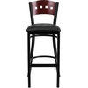 image:imageFlash Furniture HERCULES Series Black 4 Square Back Metal Restaurant Barstool  Mahogany Wood Back Black Vinyl Seat Pack of 2Mahogany Wood BackBlack Vinyl SeatBlack Metal Frame