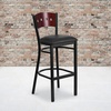 image:imageFlash Furniture HERCULES Series Black 4 Square Back Metal Restaurant Barstool  Mahogany Wood Back Black Vinyl Seat Pack of 2Mahogany Wood BackBlack Vinyl SeatBlack Metal Frame