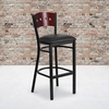 image:imageFlash Furniture HERCULES Series Black 4 Square Back Metal Restaurant Barstool  Mahogany Wood Back Black Vinyl Seat Pack of 2Mahogany Wood BackBlack Vinyl SeatBlack Metal Frame