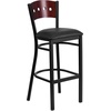image:imageFlash Furniture HERCULES Series Black 4 Square Back Metal Restaurant Barstool  Mahogany Wood Back Black Vinyl Seat Pack of 2Mahogany Wood BackBlack Vinyl SeatBlack Metal Frame