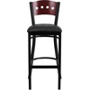 image:imageFlash Furniture HERCULES Series Black 4 Square Back Metal Restaurant Barstool  Mahogany Wood Back Black Vinyl Seat Pack of 2Mahogany Wood BackBlack Vinyl SeatBlack Metal Frame