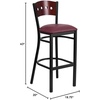image:imageFlash Furniture HERCULES Series Black 4 Square Back Metal Restaurant Barstool  Mahogany Wood Back Black Vinyl Seat Pack of 2Mahogany Wood BackBurgundy Vinyl SeatBlack Metal Frame