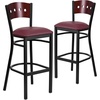image:imageFlash Furniture HERCULES Series Black 4 Square Back Metal Restaurant Barstool  Mahogany Wood Back Black Vinyl Seat Pack of 2Mahogany Wood BackBurgundy Vinyl SeatBlack Metal Frame