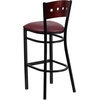 image:imageFlash Furniture HERCULES Series Black 4 Square Back Metal Restaurant Barstool  Mahogany Wood Back Black Vinyl Seat Pack of 2Mahogany Wood BackBurgundy Vinyl SeatBlack Metal Frame