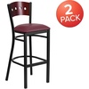 image:imageFlash Furniture HERCULES Series Black 4 Square Back Metal Restaurant Barstool  Mahogany Wood Back Black Vinyl Seat Pack of 2Mahogany Wood BackBurgundy Vinyl SeatBlack Metal Frame