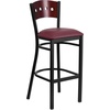 image:imageFlash Furniture HERCULES Series Black 4 Square Back Metal Restaurant Barstool  Mahogany Wood Back Black Vinyl Seat Pack of 2Mahogany Wood BackBurgundy Vinyl SeatBlack Metal Frame