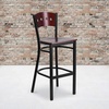 image:imageFlash Furniture HERCULES Series Black 4 Square Back Metal Restaurant Barstool  Mahogany Wood Back Black Vinyl Seat Pack of 2Mahogany Wood BackMahogany Wood SeatBlack Metal Frame