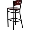 image:imageFlash Furniture HERCULES Series Black 4 Square Back Metal Restaurant Barstool  Mahogany Wood Back Black Vinyl Seat Pack of 2Mahogany Wood BackMahogany Wood SeatBlack Metal Frame
