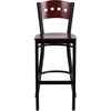 image:imageFlash Furniture HERCULES Series Black 4 Square Back Metal Restaurant Barstool  Mahogany Wood Back Black Vinyl Seat Pack of 2Mahogany Wood BackMahogany Wood SeatBlack Metal Frame