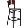 image:imageFlash Furniture HERCULES Series Black 4 Square Back Metal Restaurant Barstool  Mahogany Wood Back Black Vinyl Seat Pack of 2Mahogany Wood BackMahogany Wood SeatBlack Metal Frame