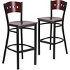 image:imageFlash Furniture HERCULES Series Black 4 Square Back Metal Restaurant Barstool  Mahogany Wood Back Black Vinyl Seat Pack of 2Mahogany Wood BackMahogany Wood SeatBlack Metal Frame