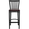image:imageFlash Furniture HERCULES Series Black School House Back Metal Restaurant Barstool  Mahogany Wood Seat