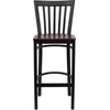 image:imageFlash Furniture HERCULES Series Black School House Back Metal Restaurant Barstool  Mahogany Wood Seat