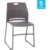 image:imageFlash Furniture HERCULES Series Set of 5 Commercial Stack Chair  660 lb Capacity  Durable Navy Perforated Plastic Back  Black Powder Coated Steel Sled BaseGrey