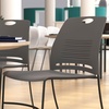 image:imageFlash Furniture HERCULES Series Set of 5 Commercial Stack Chair  660 lb Capacity  Durable Navy Perforated Plastic Back  Black Powder Coated Steel Sled BaseGrey