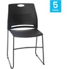 image:imageFlash Furniture HERCULES Series Set of 5 Commercial Stack Chair  660 lb Capacity  Durable Navy Perforated Plastic Back  Black Powder Coated Steel Sled BaseBlack