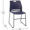 image:imageFlash Furniture HERCULES Series Set of 5 Commercial Stack Chair  660 lb Capacity  Durable Navy Perforated Plastic Back  Black Powder Coated Steel Sled BaseNavy