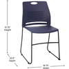 image:imageFlash Furniture HERCULES Series Set of 5 Commercial Stack Chair  660 lb Capacity  Durable Navy Perforated Plastic Back  Black Powder Coated Steel Sled BaseNavy