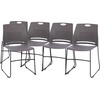 image:imageFlash Furniture HERCULES Series Set of 5 Commercial Stack Chair  660 lb Capacity  Durable Navy Perforated Plastic Back  Black Powder Coated Steel Sled BaseGrey