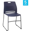 image:imageFlash Furniture HERCULES Series Set of 5 Commercial Stack Chair  660 lb Capacity  Durable Navy Perforated Plastic Back  Black Powder Coated Steel Sled BaseNavy