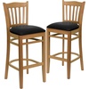 image:imageFlash Furniture HERCULES Series Vertical Slat Back Mahogany Wood Restaurant BarstoolBlack Vinyl SeatNatural Wood Frame