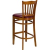 image:imageFlash Furniture HERCULES Series Vertical Slat Back Mahogany Wood Restaurant BarstoolBurgundy Vinyl SeatCherry Wood Frame