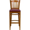 image:imageFlash Furniture HERCULES Series Vertical Slat Back Mahogany Wood Restaurant BarstoolBurgundy Vinyl SeatCherry Wood Frame