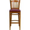 image:imageFlash Furniture HERCULES Series Vertical Slat Back Mahogany Wood Restaurant BarstoolBurgundy Vinyl SeatCherry Wood Frame