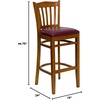 image:imageFlash Furniture HERCULES Series Vertical Slat Back Mahogany Wood Restaurant BarstoolBurgundy Vinyl SeatCherry Wood Frame