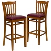 image:imageFlash Furniture HERCULES Series Vertical Slat Back Mahogany Wood Restaurant BarstoolBurgundy Vinyl SeatCherry Wood Frame