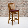 image:imageFlash Furniture HERCULES Series Vertical Slat Back Mahogany Wood Restaurant BarstoolBurgundy Vinyl SeatCherry Wood Frame