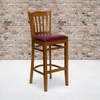 image:imageFlash Furniture HERCULES Series Vertical Slat Back Mahogany Wood Restaurant BarstoolBurgundy Vinyl SeatCherry Wood Frame