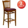 image:imageFlash Furniture HERCULES Series Vertical Slat Back Mahogany Wood Restaurant BarstoolBurgundy Vinyl SeatCherry Wood Frame