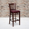 image:imageFlash Furniture HERCULES Series Vertical Slat Back Mahogany Wood Restaurant BarstoolBurgundy Vinyl SeatMahogany Wood Frame