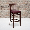 image:imageFlash Furniture HERCULES Series Vertical Slat Back Mahogany Wood Restaurant BarstoolBurgundy Vinyl SeatMahogany Wood Frame