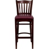 image:imageFlash Furniture HERCULES Series Vertical Slat Back Mahogany Wood Restaurant BarstoolBurgundy Vinyl SeatMahogany Wood Frame
