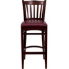 image:imageFlash Furniture HERCULES Series Vertical Slat Back Mahogany Wood Restaurant BarstoolBurgundy Vinyl SeatMahogany Wood Frame