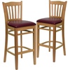 image:imageFlash Furniture HERCULES Series Vertical Slat Back Mahogany Wood Restaurant BarstoolBurgundy Vinyl SeatNatural Wood Frame