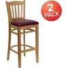 image:imageFlash Furniture HERCULES Series Vertical Slat Back Mahogany Wood Restaurant BarstoolBurgundy Vinyl SeatNatural Wood Frame
