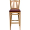 image:imageFlash Furniture HERCULES Series Vertical Slat Back Mahogany Wood Restaurant BarstoolBurgundy Vinyl SeatNatural Wood Frame