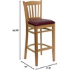 image:imageFlash Furniture HERCULES Series Vertical Slat Back Mahogany Wood Restaurant BarstoolBurgundy Vinyl SeatNatural Wood Frame