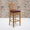 image:imageFlash Furniture HERCULES Series Vertical Slat Back Mahogany Wood Restaurant BarstoolBurgundy Vinyl SeatNatural Wood Frame
