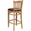 image:imageFlash Furniture HERCULES Series Vertical Slat Back Mahogany Wood Restaurant BarstoolBurgundy Vinyl SeatNatural Wood Frame