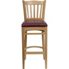 image:imageFlash Furniture HERCULES Series Vertical Slat Back Mahogany Wood Restaurant BarstoolBurgundy Vinyl SeatNatural Wood Frame