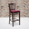 image:imageFlash Furniture HERCULES Series Vertical Slat Back Mahogany Wood Restaurant BarstoolBurgundy Vinyl SeatWalnut Wood Frame
