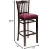 image:imageFlash Furniture HERCULES Series Vertical Slat Back Mahogany Wood Restaurant BarstoolBurgundy Vinyl SeatWalnut Wood Frame
